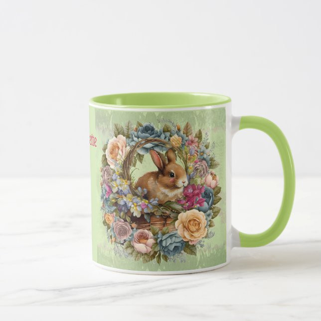 Mug Panier de lapin de Pâques Fleurs de printemps Ajou (Droite)