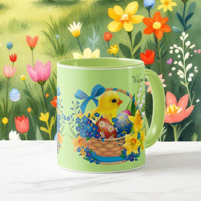 Mug Panier de Pâques Fleurs du printemps OEufs Chick C (Créateur téléchargé)