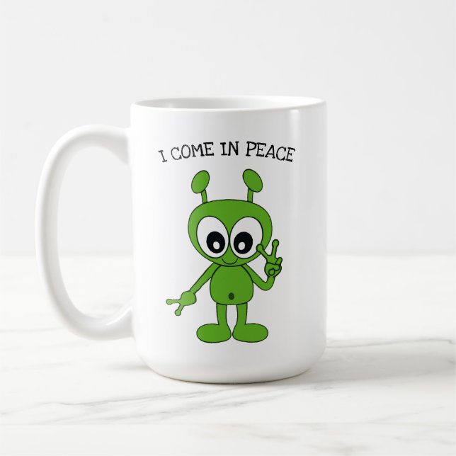 Mug Panneau de Paix Alien Spatial "Je Viens En Paix" (Gauche)