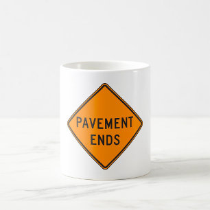 Mug Panneau de signalisation de fin de chaussée Averti