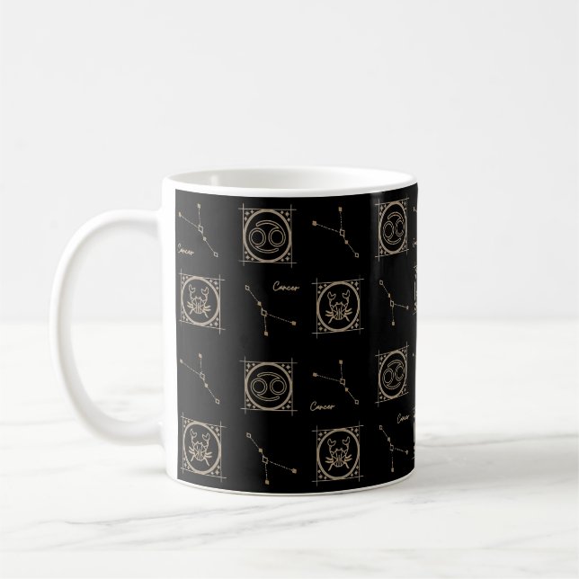 Mug Panneau étoile Astrologie du cancer Zodiac noir et (Gauche)