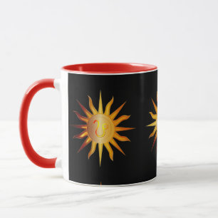 Mug Panneau Leo Sun Fire Mois de naissance Rouge & Or