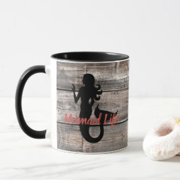 Mug PANNEAUX patinés EN BOIS avec vie de sirène |