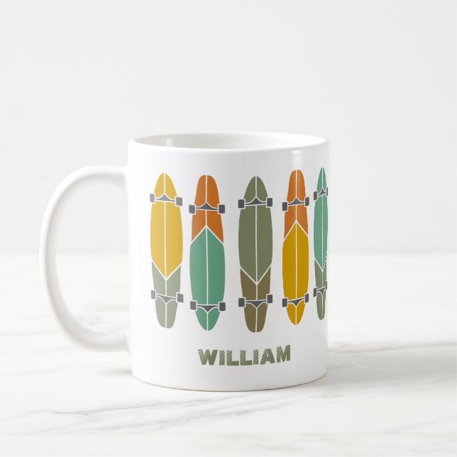 Mug Panneaux vintages Retro Skateboards Personnalisés (Gauche)