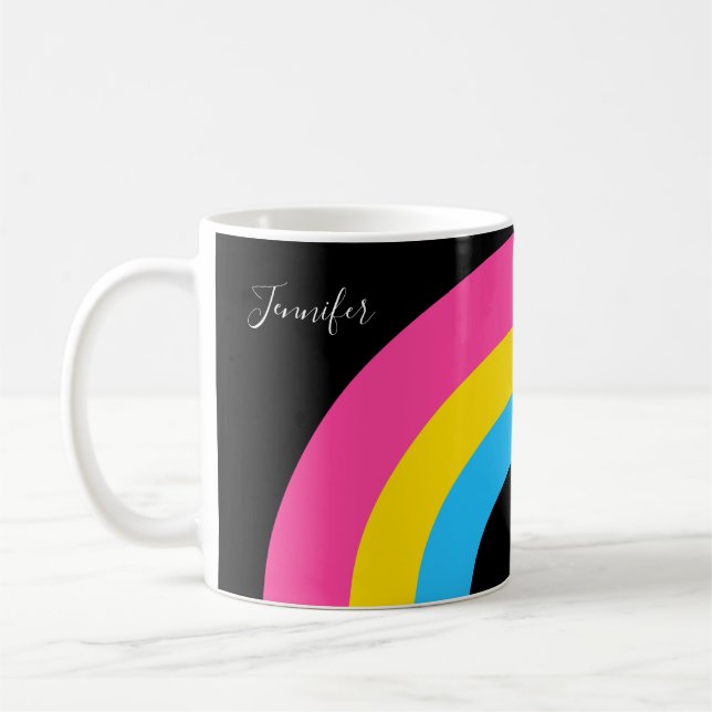 Mug Pansexual Fierté Rainbow drapeau Jolie Monogramme (Gauche)