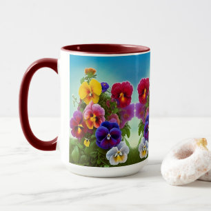Mug Pansies colorées -AI ART