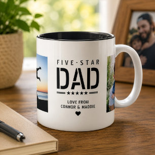 Mug PAPA 5 ÉTOILES Moderne Cool 2 Photo Fête des Pères