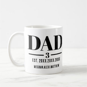 Mug Papa Année d'Est. Nom Nombre Police Gras