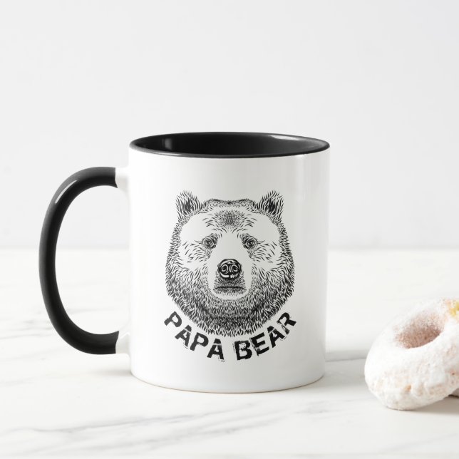 Mug Papa Bear, illustration tirée à la main (Avec donut)