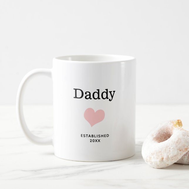 Mug Papa, Coeur rose, Photo unique personnalisée (Avec donut)