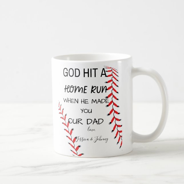 Mug Papa de baseball Dieu a touché la maison quand il  (Droite)