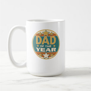 Mug Papa de l’année Badge rétro - Cadeau de fête du Pè