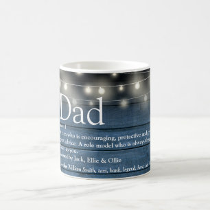 Mug Papa Définition Bleu Russe Bois Éclairage à cordes