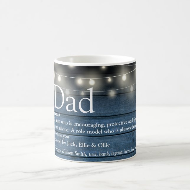 Mug Papa Définition Bleu Russe Bois Éclairage à cordes (Centre)