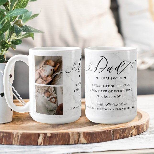 Mug Papa Dictionnaire Définition Photo Collage Marbre (Créateur téléchargé)