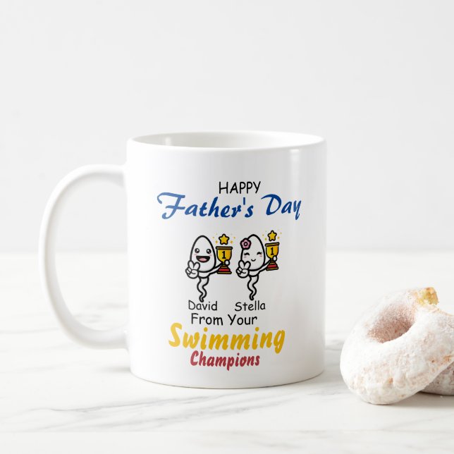 Mug Papa Drôle nageur Sperm Père Champions de natation (Avec donut)