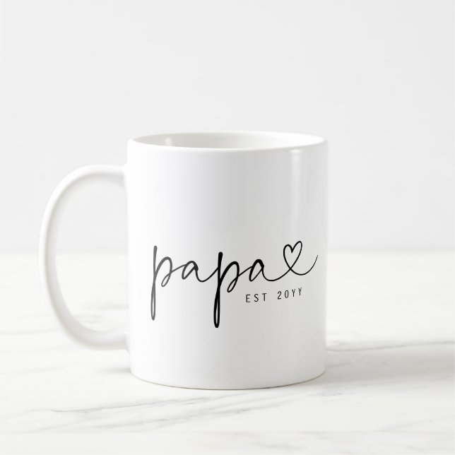Mug Papa établi | Papa Cadeau simple personnalisé (Gauche)