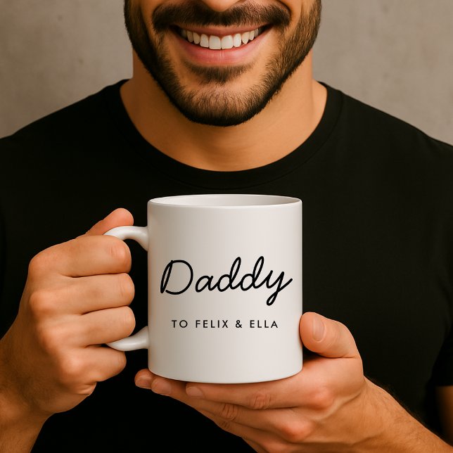 Mug Papa | Fête des pères moderne Script de noms d'enf (Créateur téléchargé)