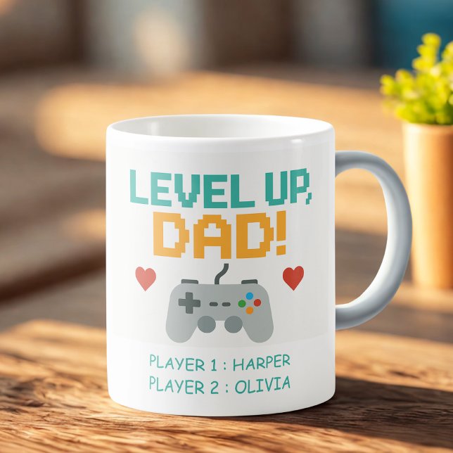 Mug Papa gamer personnalisé | Niveau Papa Avec Joueur (Créateur téléchargé)