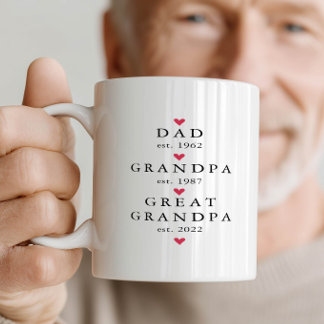 Mug Papa | Grand-père | Arrière-grand-père Année d'est