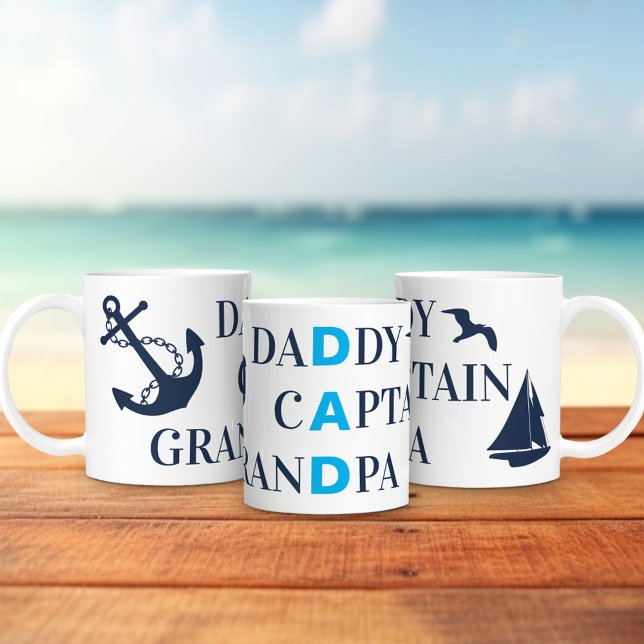 Mug Papa grand-père Capitaine Nautical (Créateur téléchargé)