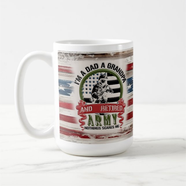 Mug Papa Grand-père Retraité Army Mug, États-Unis Drap (Gauche)