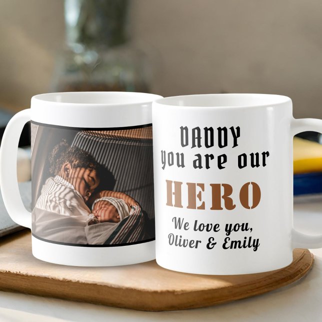 Mug Papa Héros Fête du Père Photo de famille (Créateur téléchargé)