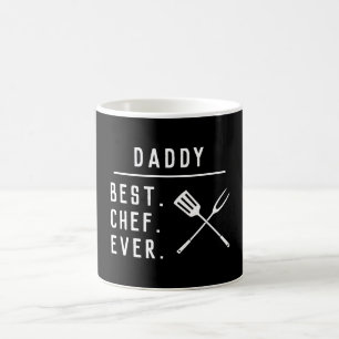 Mug Papa Meilleur Chef Jamais Noir & Blanc Ustensiles 
