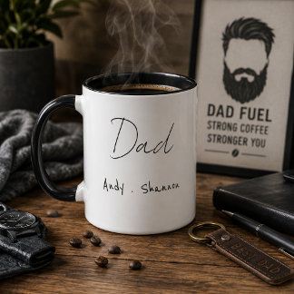 Mug Papa Moderne | Noms des Enfants Texte pour la Fête