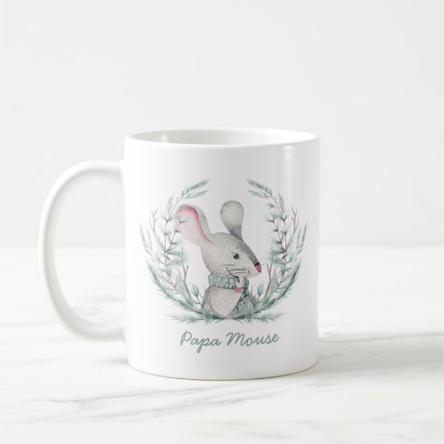 Mug Papa Mouse Cute Holiday Wreath (Gauche)