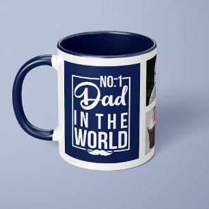 Mug Papa numéro un Colle personnalisé de photos bleu m