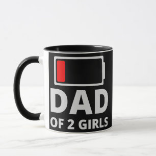 Mug Papa of Two 2 Girls Drôle Fête des pères ou annive