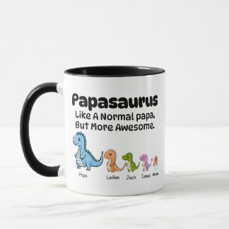 Mug Papa Personnalisé, Papasaurus Dinosaur 4 Enfan