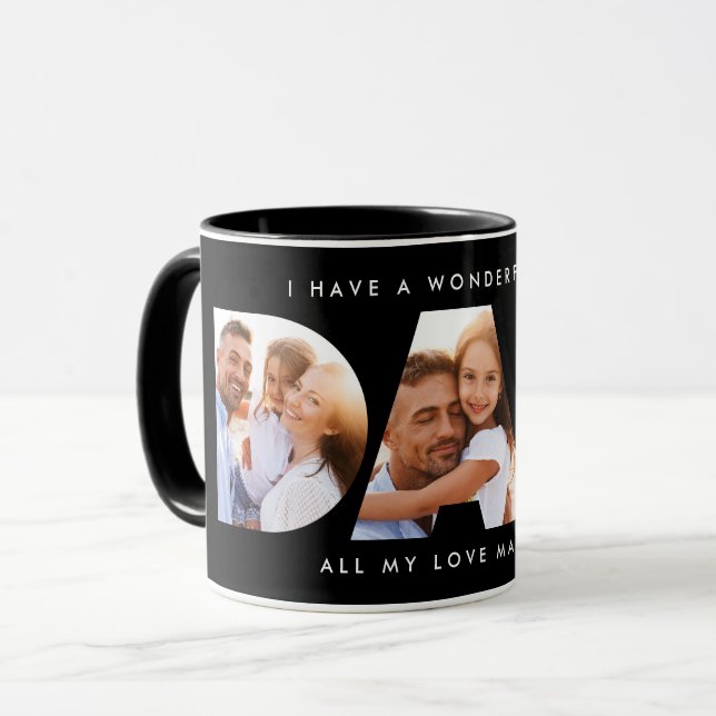 Mug Papa photo typographie moderne cadeau enfant (Devant gauche)