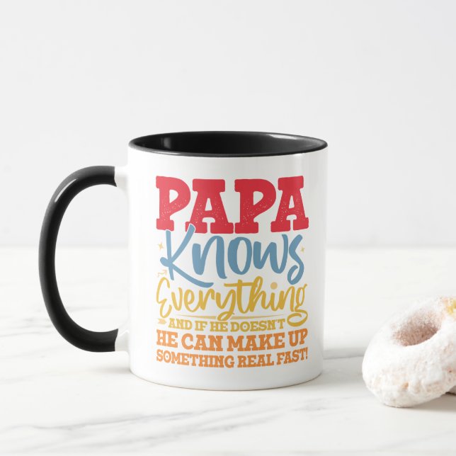 Mug PAPA sait tout Fête des pères Cool Papa Drôle (Avec donut)