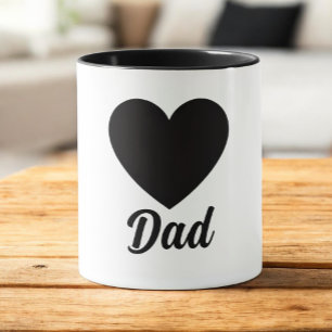 Mug Papa - Typographie de cœur noir classique