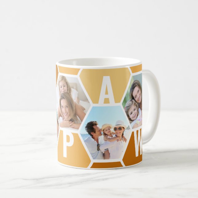Mug Papaw Editable 5 Photo 5 Lettre Honeycomb (Devant droit)