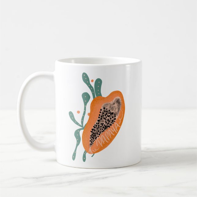 Mug Papaya Tiré À La Main Lettering Tropical Fruit (Gauche)