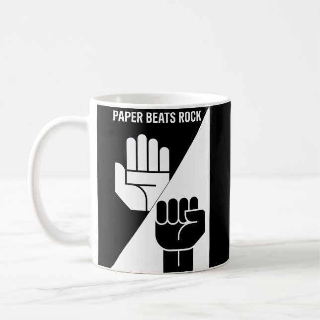 Mug Paper Beats Rock – Minimalist Black & White art (Gauche)