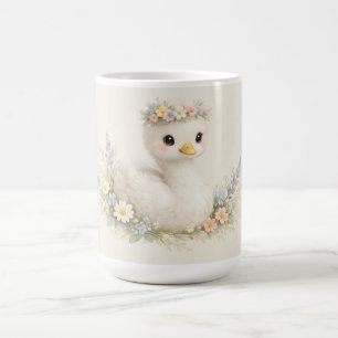 Mug Papeterie aquarelle élégante de bébé cygne fleur s