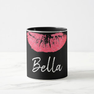 Mug Papier à lèvres rose tache à lèvres noir et blanc