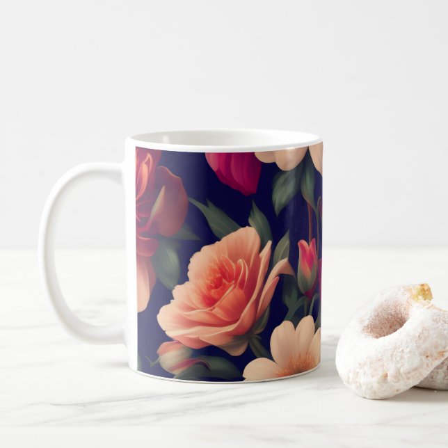 Mug Papier peint à motifs floraux (Avec donut)