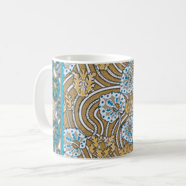 Mug papier peint bleu art nouveau cyclamen (Devant gauche)