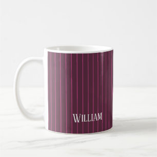 Mug Papilles à rayures bordeaux personnalisées