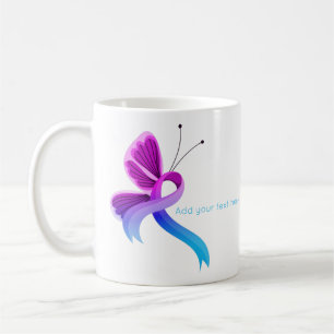 Mug Papillon à ruban de sensibilisation rose et bleu c