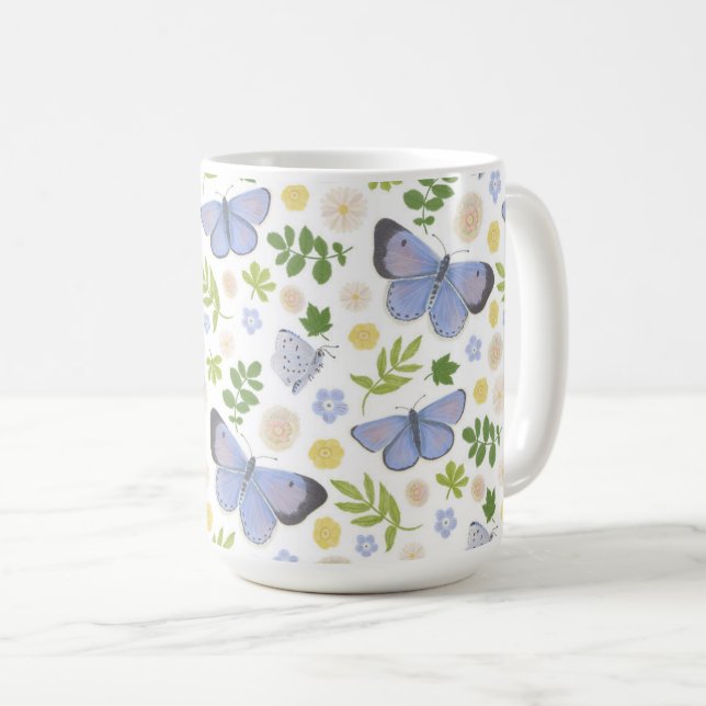 Mug Papillon bleu creux (Devant droit)