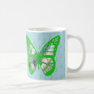 Mug Papillon bleu et vert de conscience de la maladie