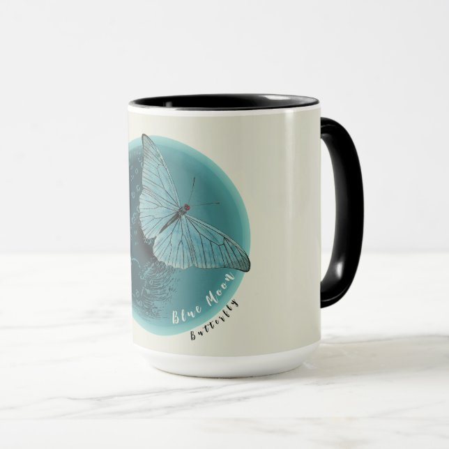 Mug Papillon bleu lune (Devant droit)