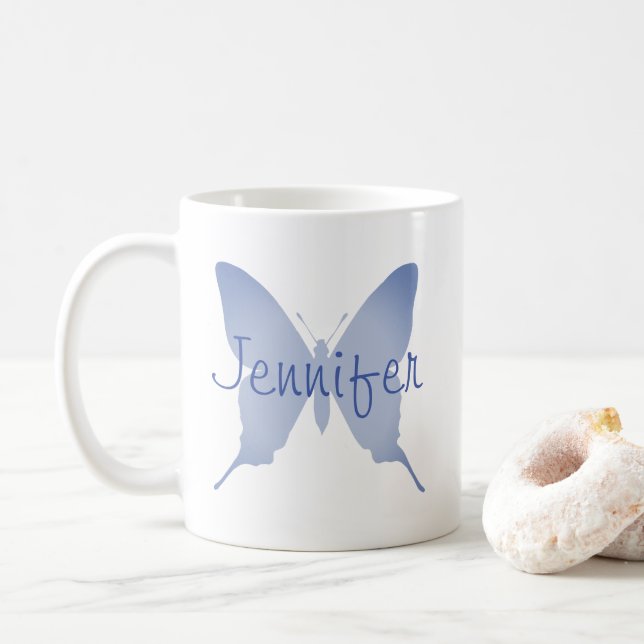 Mug Papillon bleu Ombre personnalisé (Avec donut)