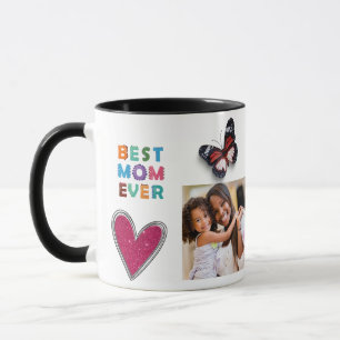 Mug Papillon Cœur Mignon Meilleure Maman Photo
